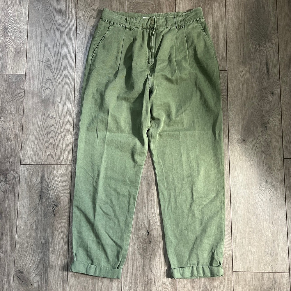 Boden Womens US 8 UK 12 Green Chino Cargo Pants 100% Cotton Summer Preppy